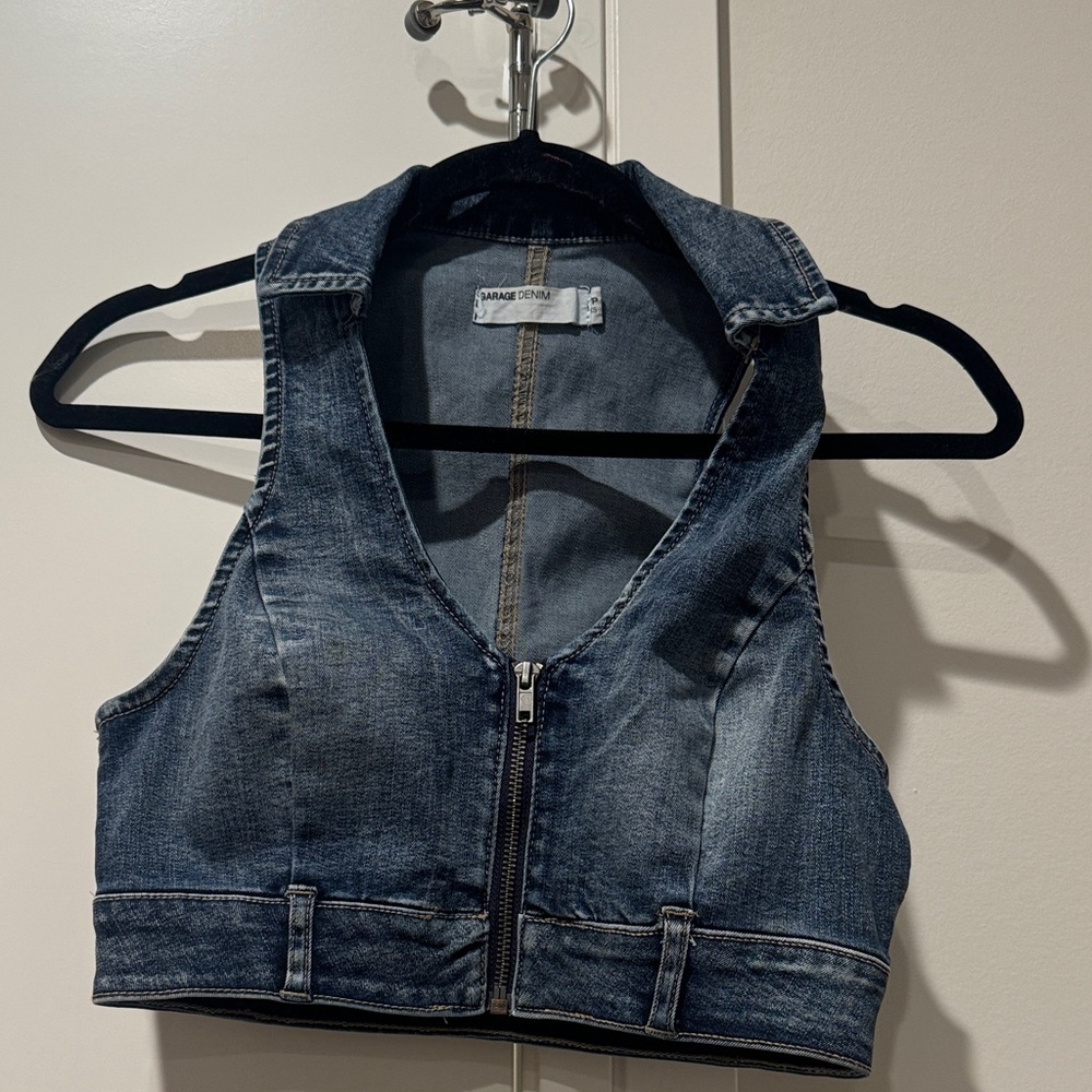Garage Denim Blue Crop Top